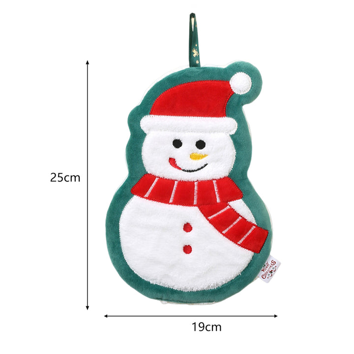 Christmas Hand Towel Santa Tree Bell Glove Snowman Elk Ultra Soft Thick Coral Fleece Hanging Loop Quick Drying Bathroom Image 11