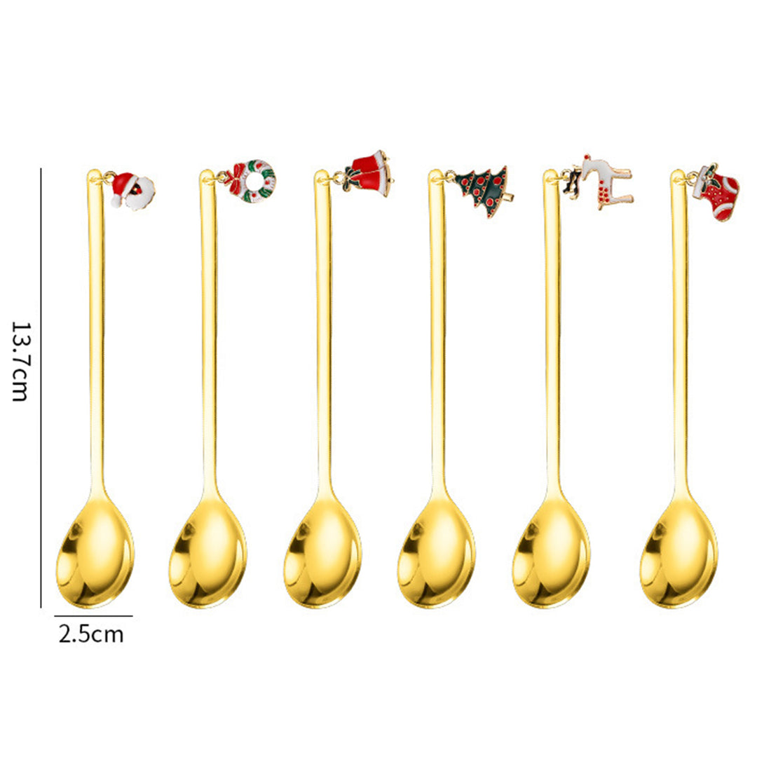 6 Pcs Christmas Dessert Forks Spoons Cartoon Pendant Decor Food Grade Coffee Spoon Stirring Spoons Ice Cream Tee Spoons Image 10