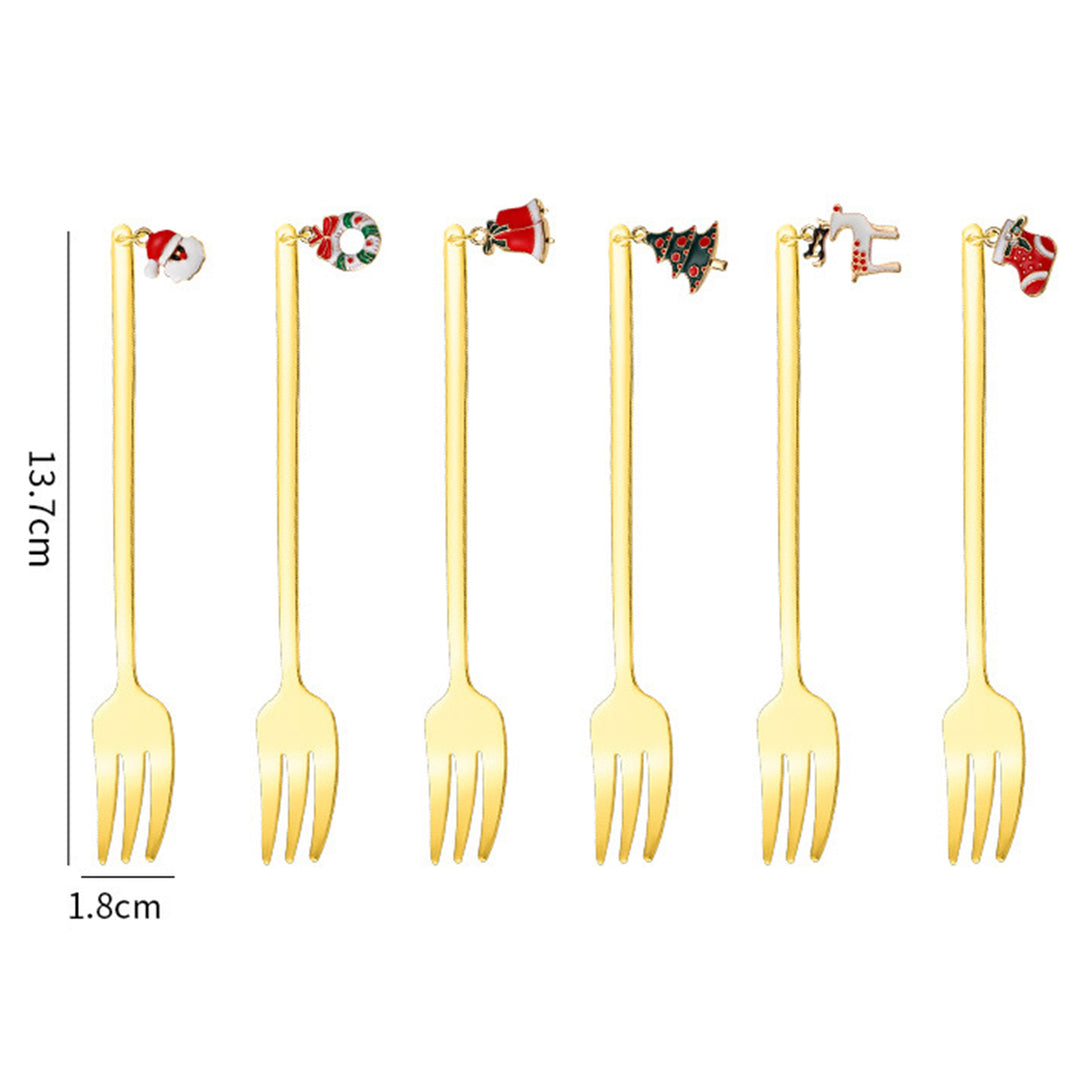 6 Pcs Christmas Dessert Forks Spoons Cartoon Pendant Decor Food Grade Coffee Spoon Stirring Spoons Ice Cream Tee Spoons Image 11