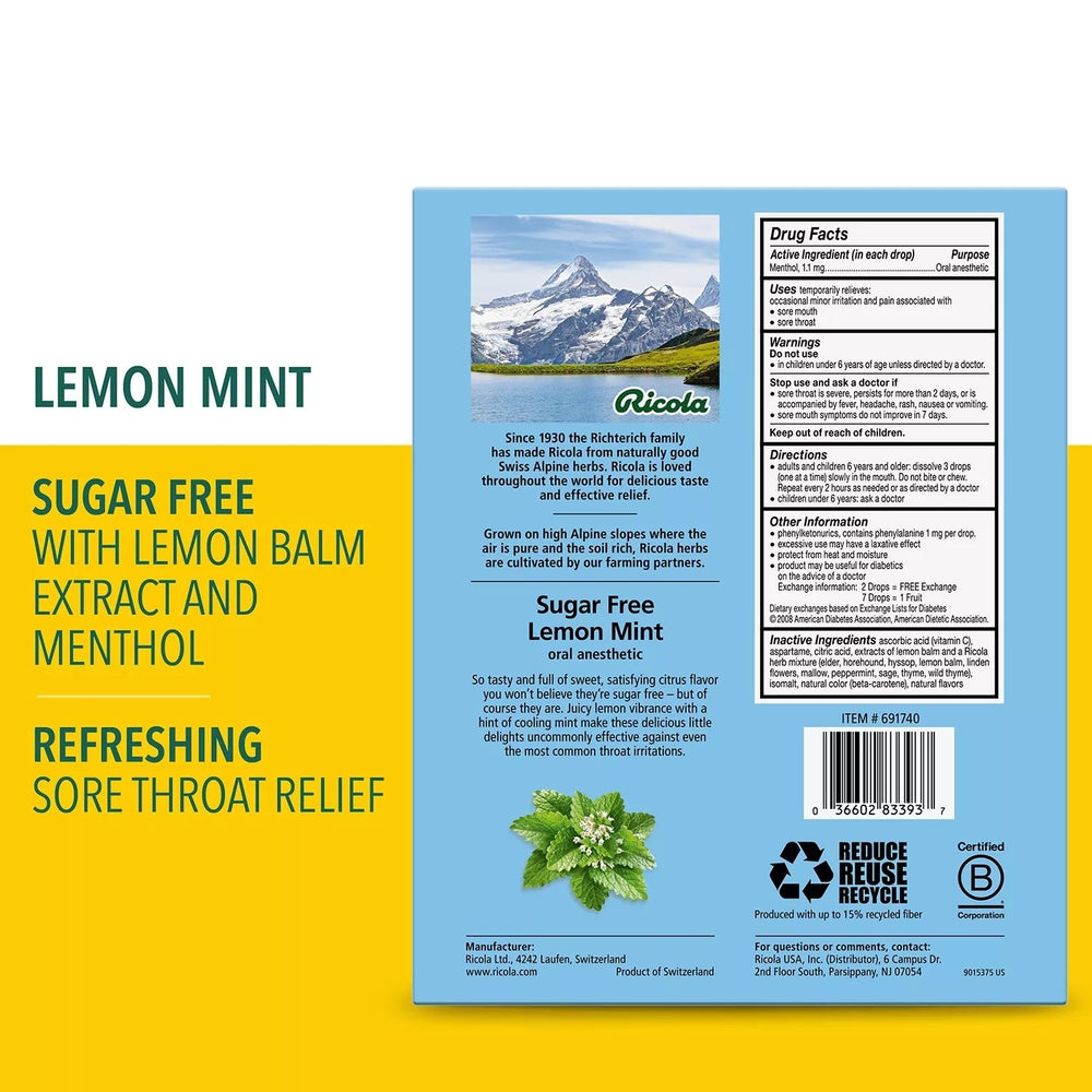 Ricola Sugar-Free Lemon Mint Herb Throat Drops 210 Count Image 2