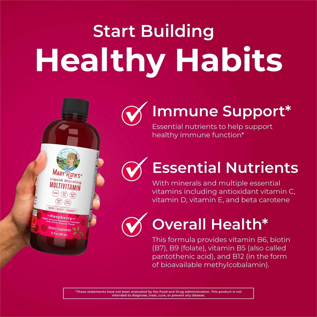 MaryRuths Liquid Morning Multivitamin Raspberry 22 Fluid Ounce (Pack of 2) Image 4