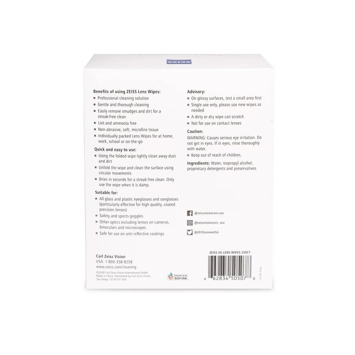 ZEISS Pre-Moistened Eyeglass Lens Cleaning Wipes 250 Count Image 2