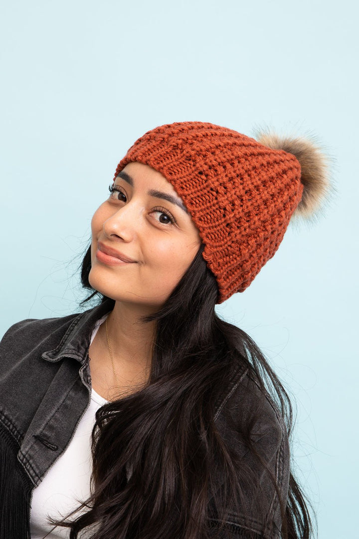 Cute Textured Pom Beanie Image 1