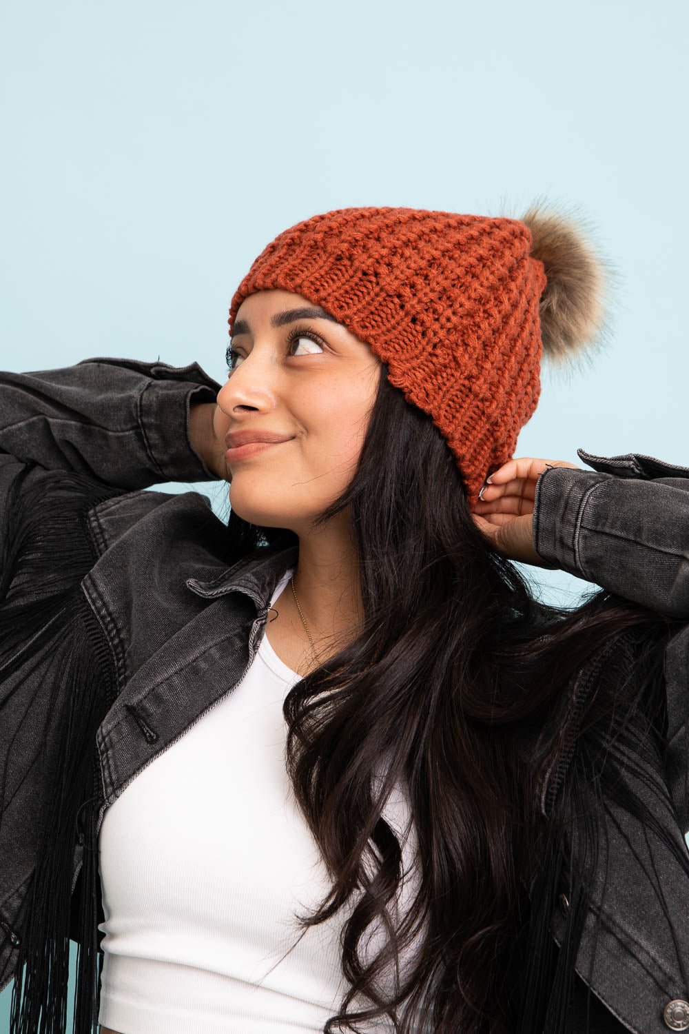 Cute Textured Pom Beanie Image 2