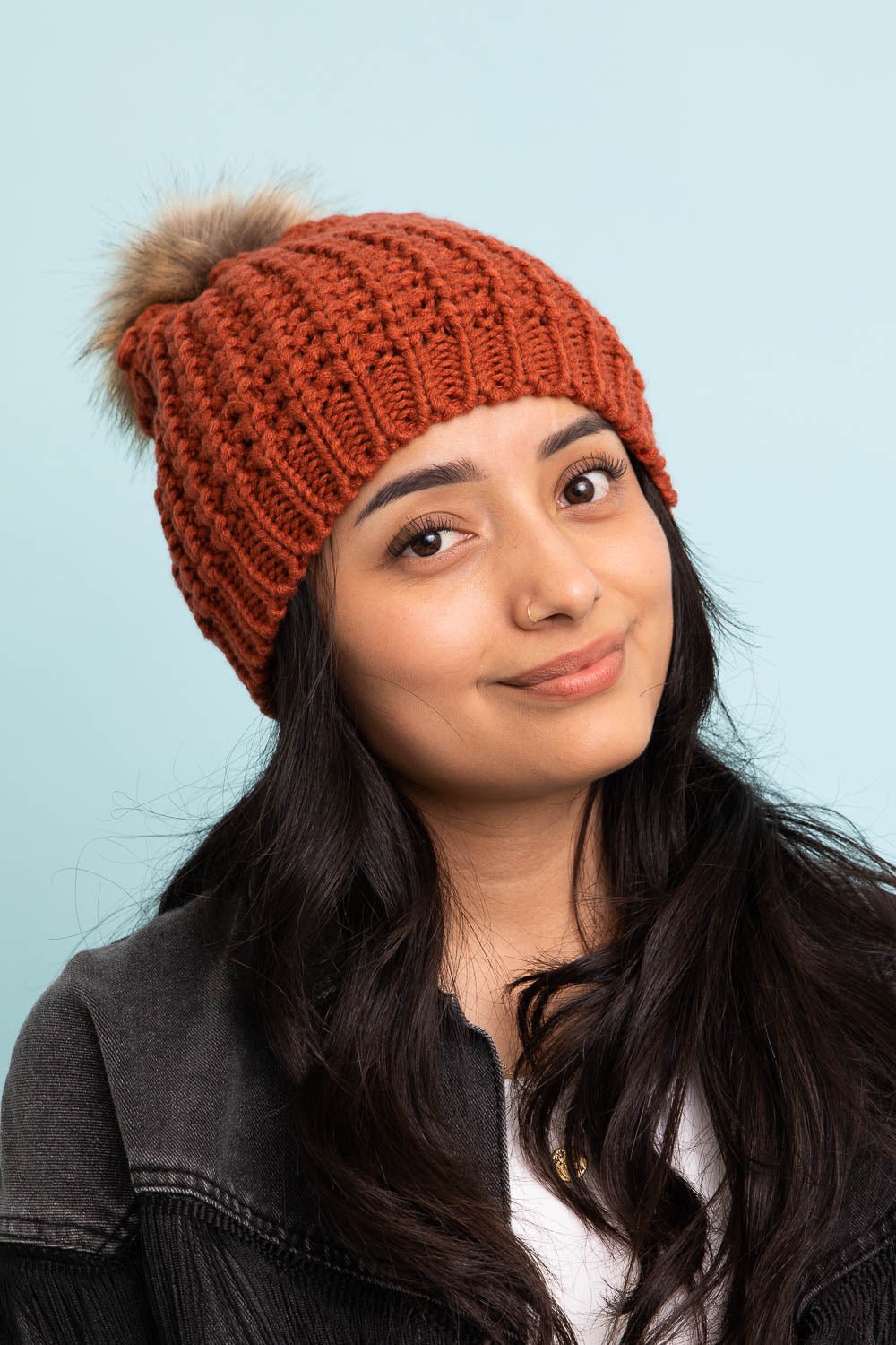 Cute Textured Pom Beanie Image 3