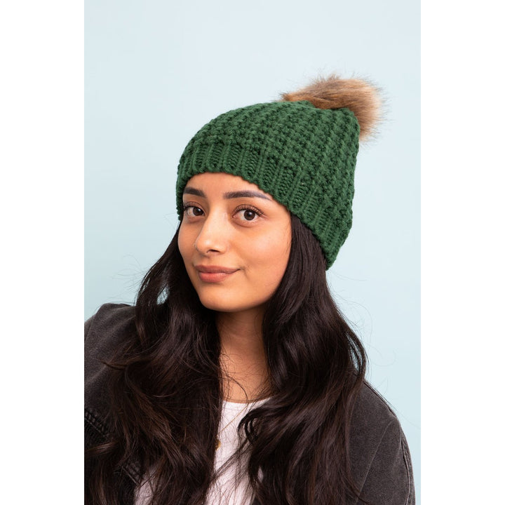 Cute Textured Pom Beanie Image 4