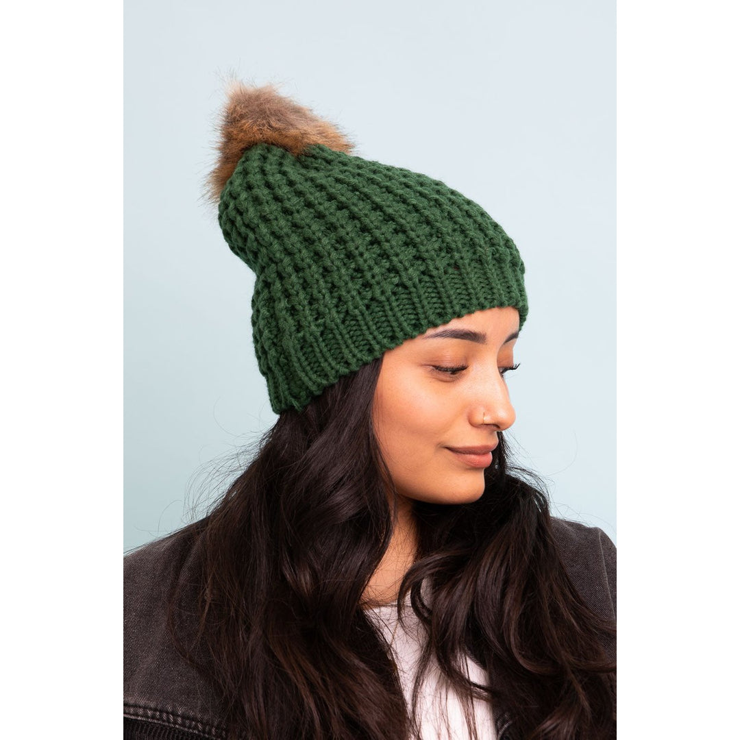 Cute Textured Pom Beanie Image 4