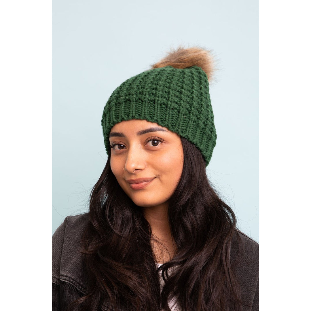 Cute Textured Pom Beanie Image 6