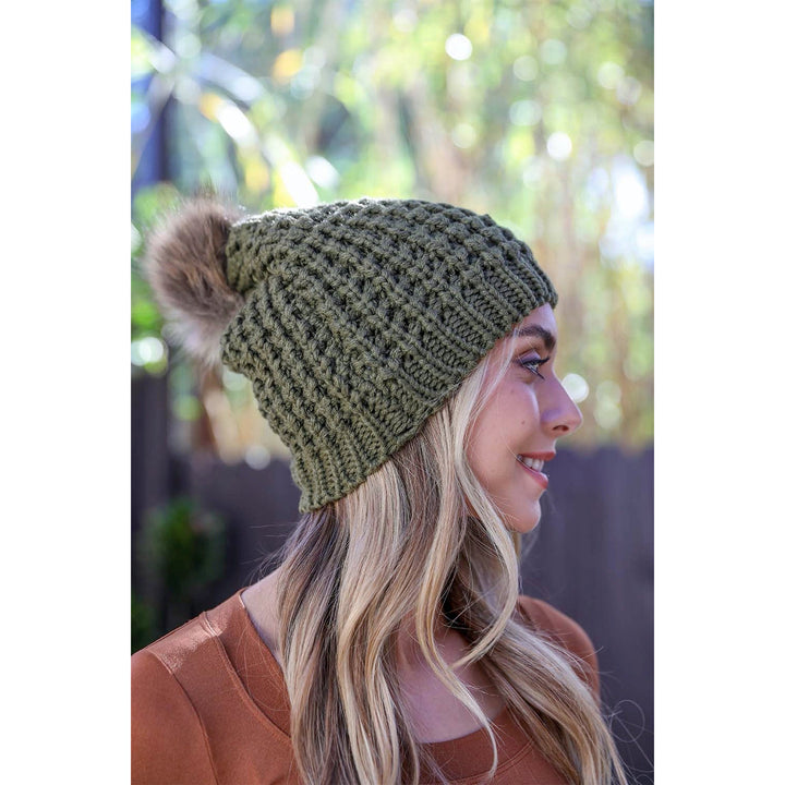 Cute Textured Pom Beanie Image 8