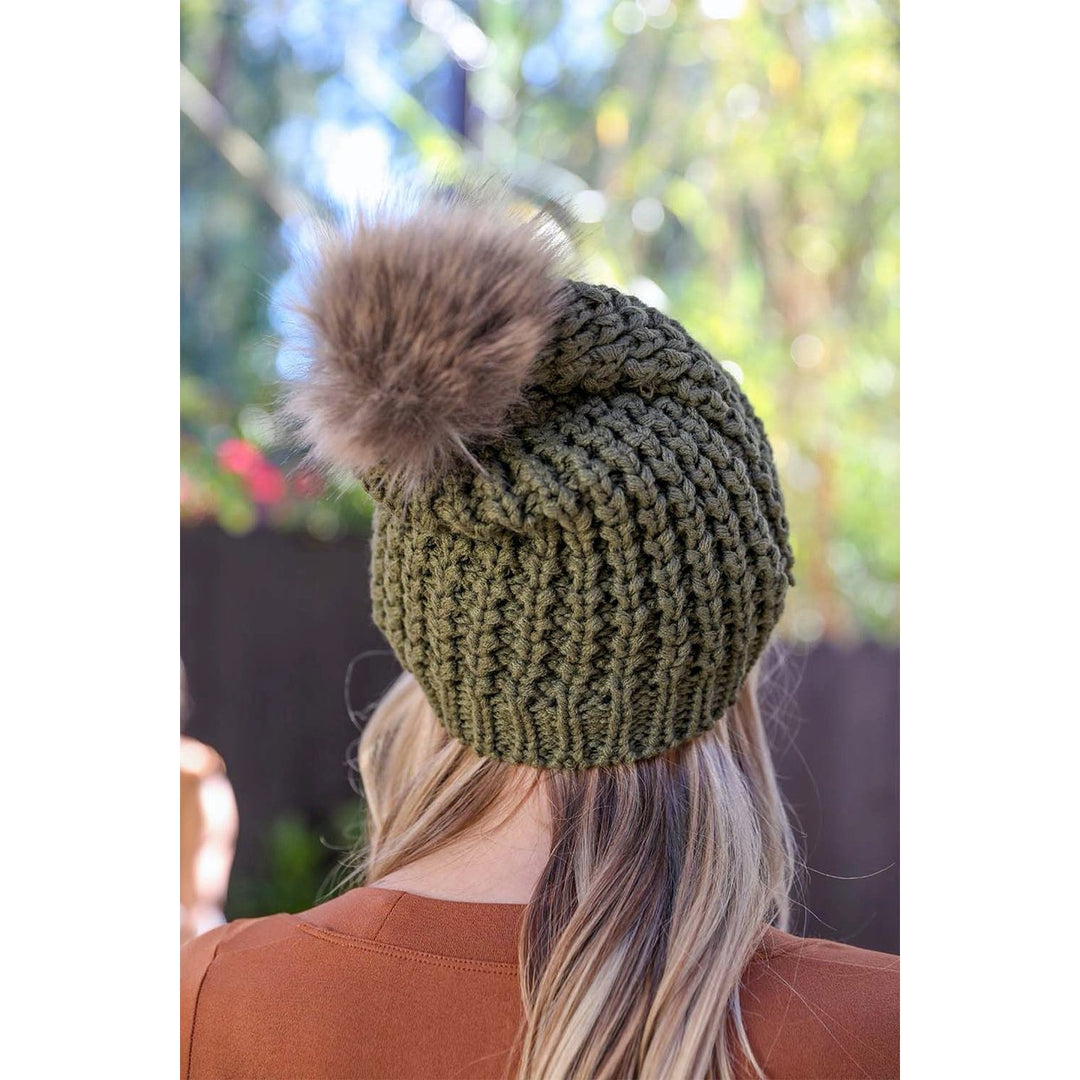 Cute Textured Pom Beanie Image 9