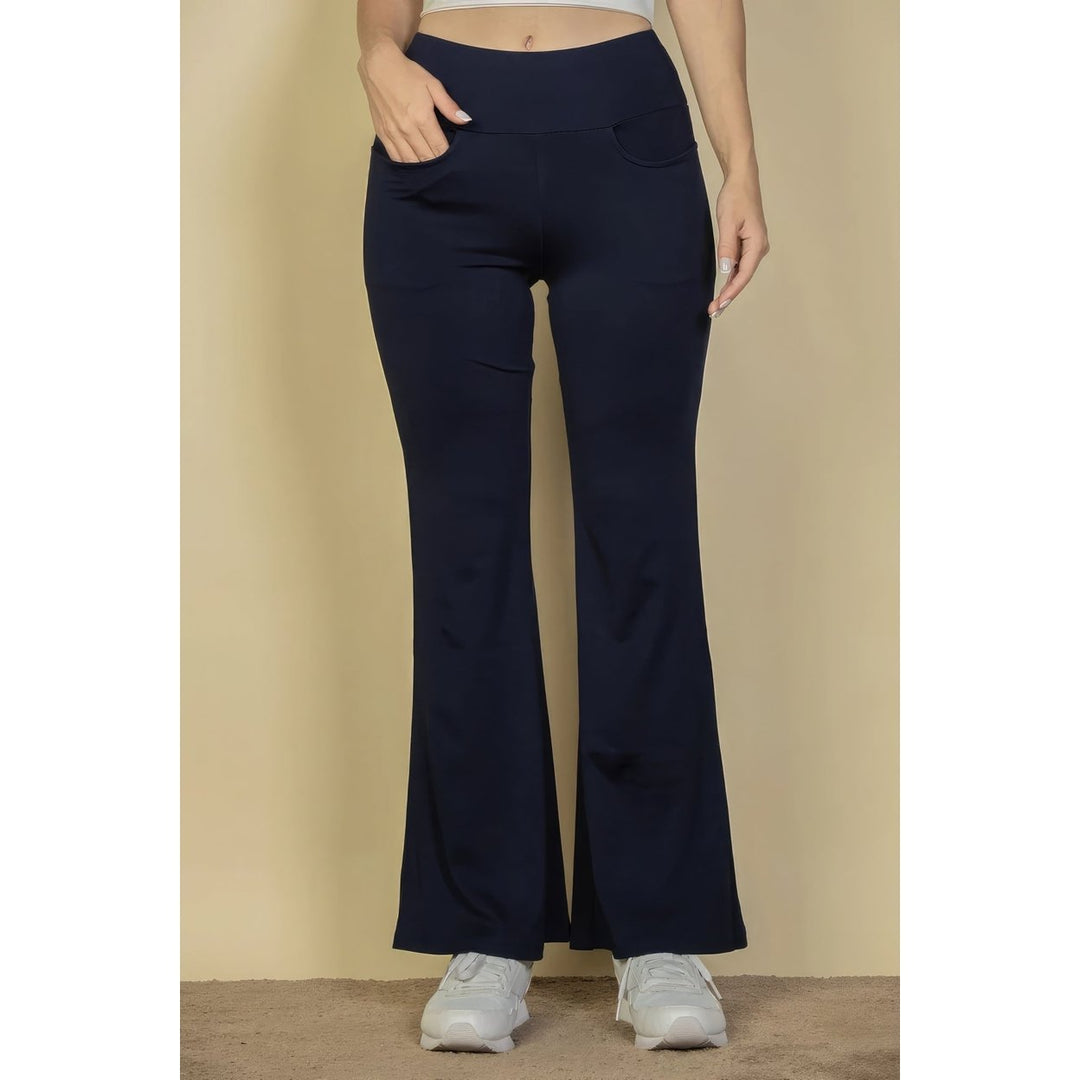 High Waisted Front Pocket Flare Pants Image 1