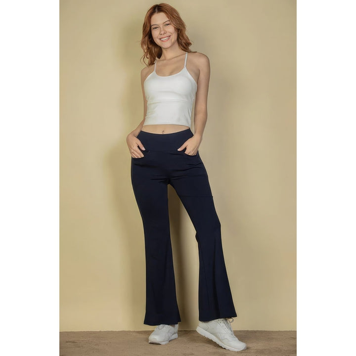 High Waisted Front Pocket Flare Pants Image 2