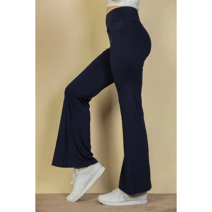 High Waisted Front Pocket Flare Pants Image 3