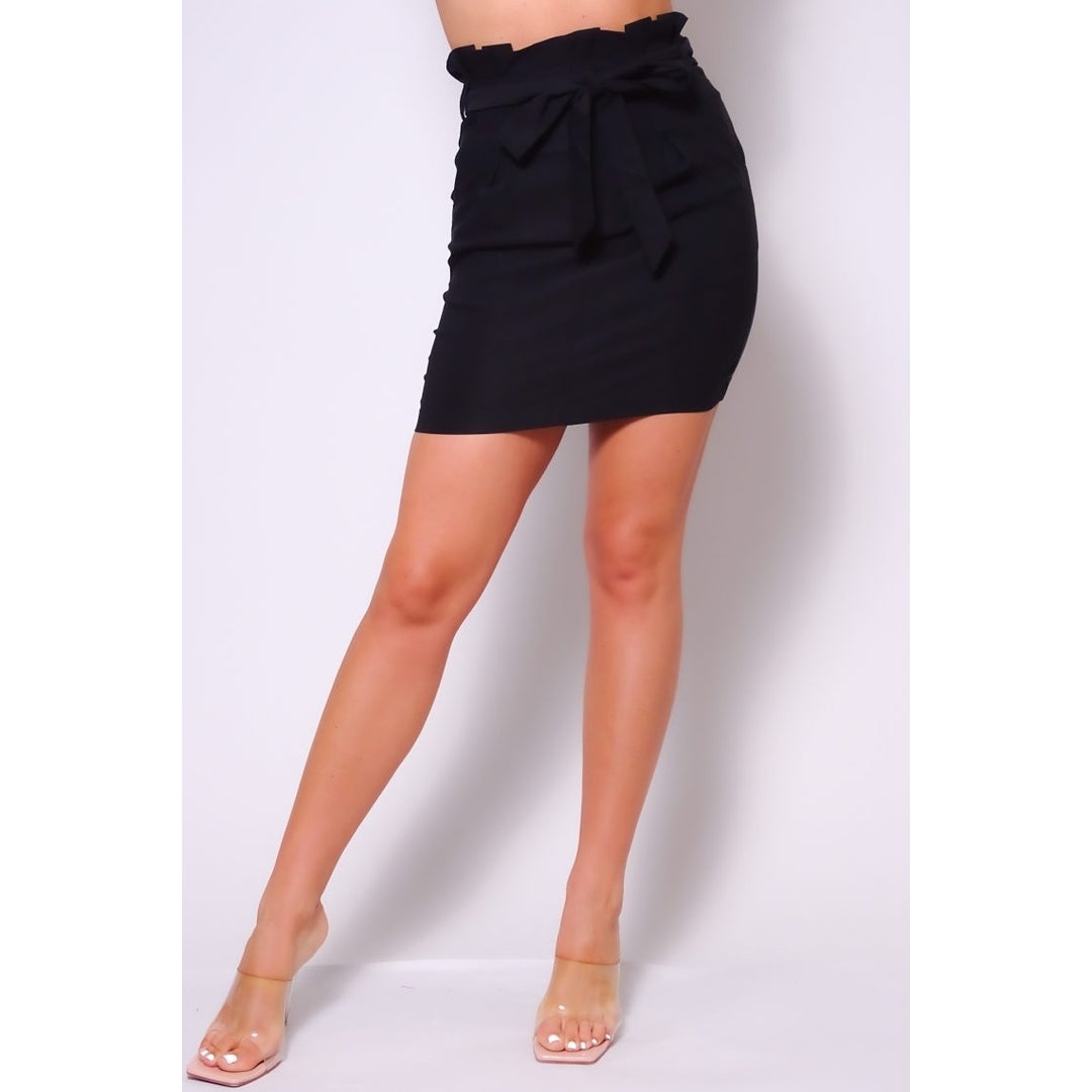 High Waisted Pleated and Belted Mini Skirt Image 2