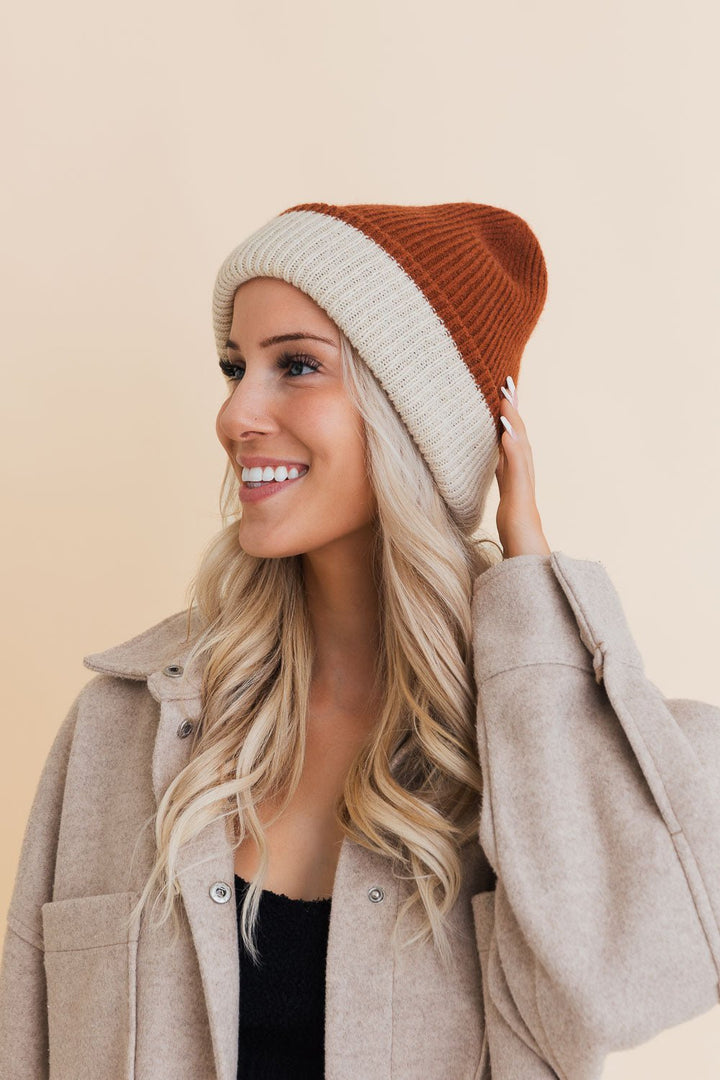 Essential Harmony Two-Tone Knit Beanie Image 1