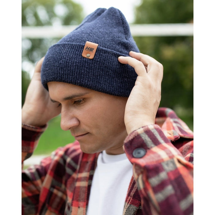 HAAKWEAR Knit Cuffed Beanie - Denim Blue Image 2