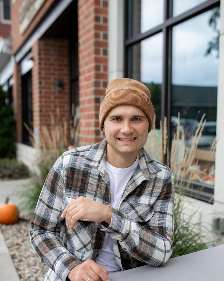 HAAKWEAR Knit Cuffed Beanie - Camel Brown Image 4