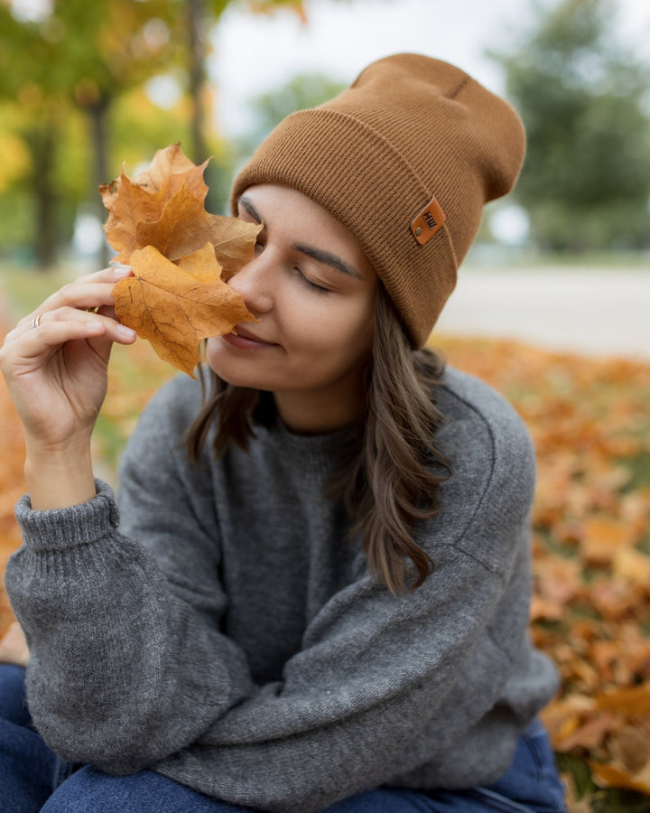 HAAKWEAR Knit Cuffed Beanie - Camel Brown Image 4