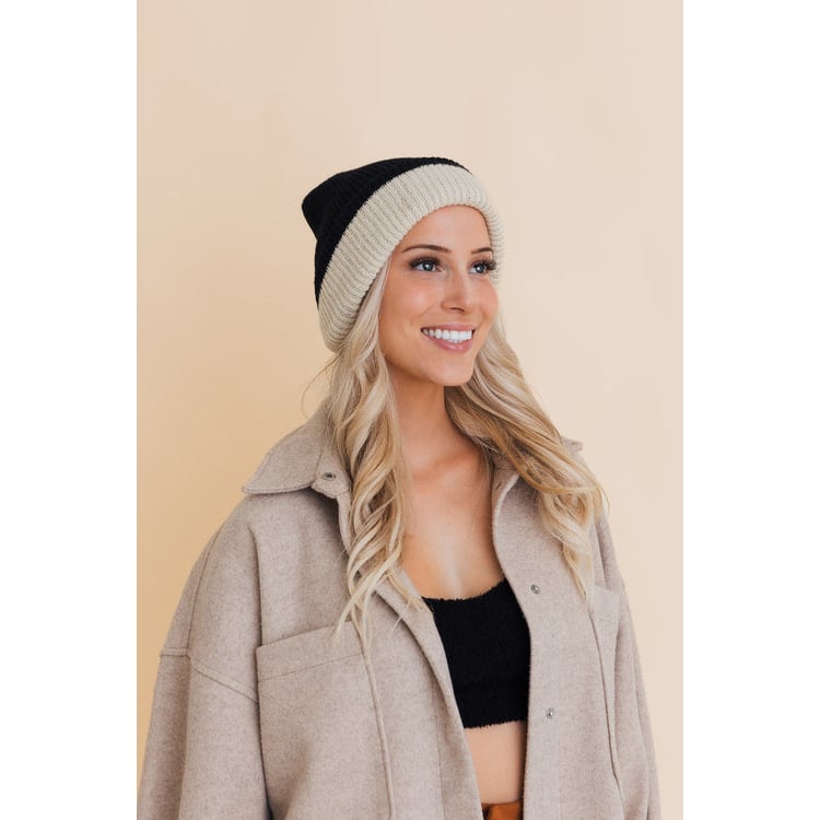 Essential Harmony Two-Tone Knit Beanie Image 1