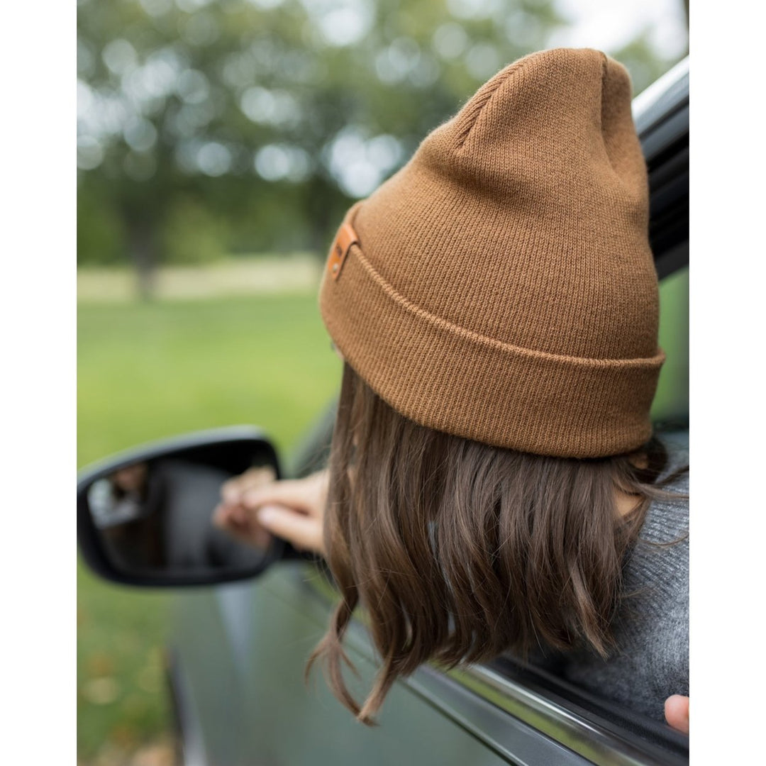 HAAKWEAR Knit Cuffed Beanie - Camel Brown Image 6