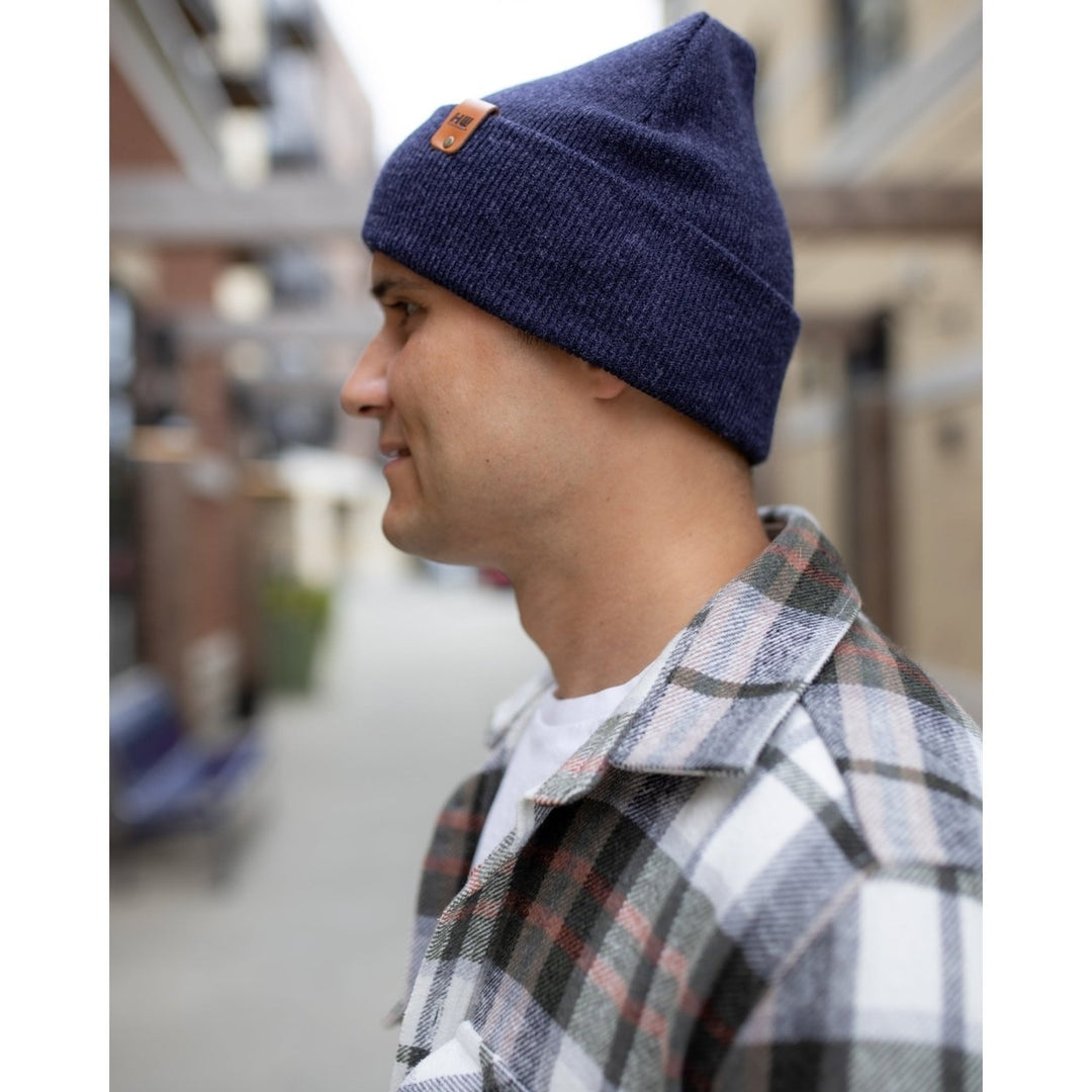 HAAKWEAR Knit Cuffed Beanie - Denim Blue Image 7