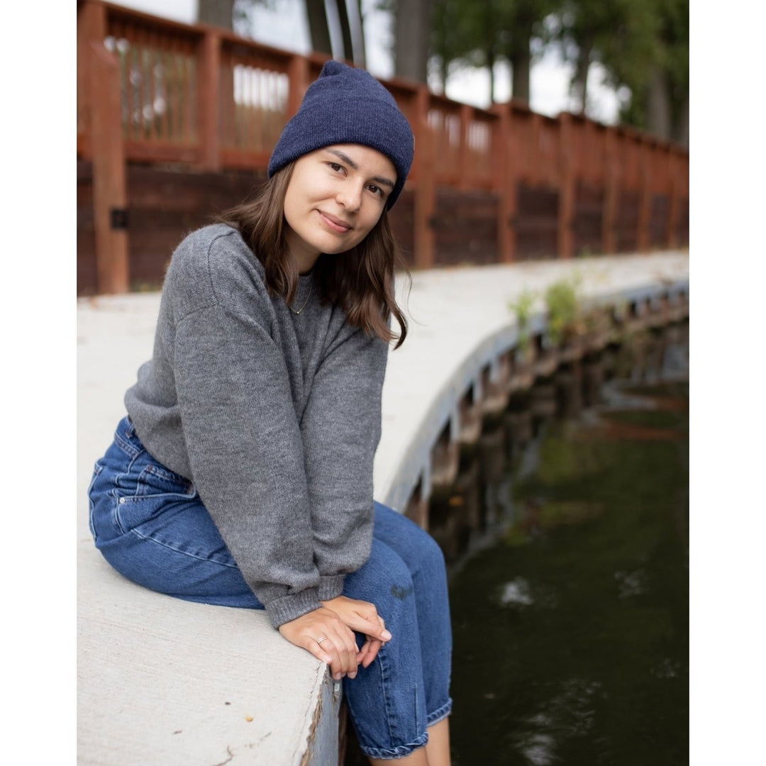 HAAKWEAR Knit Cuffed Beanie - Denim Blue Image 8