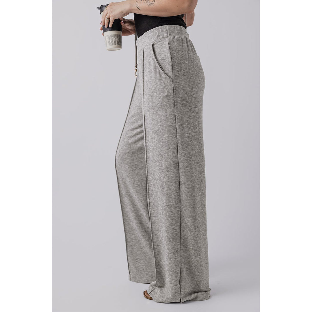 Freya Central Seam Wide Leg High Waist Knit Pants Image 3