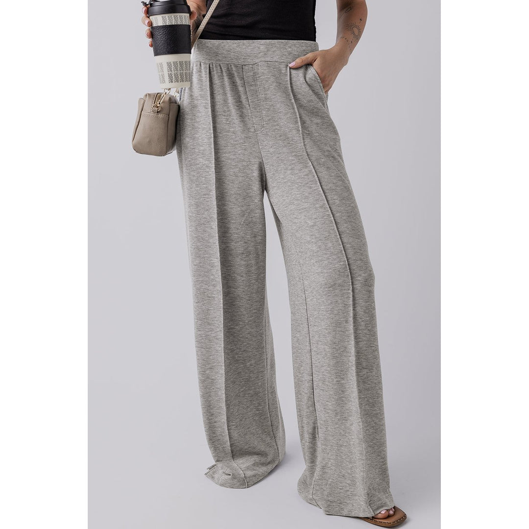 Freya Central Seam Wide Leg High Waist Knit Pants Image 4