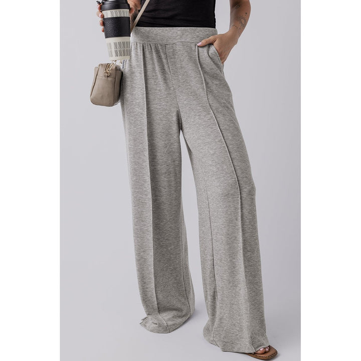 Freya Central Seam Wide Leg High Waist Knit Pants Image 4