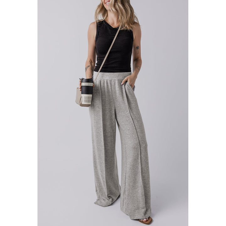 Freya Central Seam Wide Leg High Waist Knit Pants Image 4