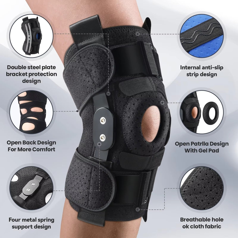 Hinged Knee Brace with Side Stabilizers and Patella Gel Pads for Pain Relief Image 2