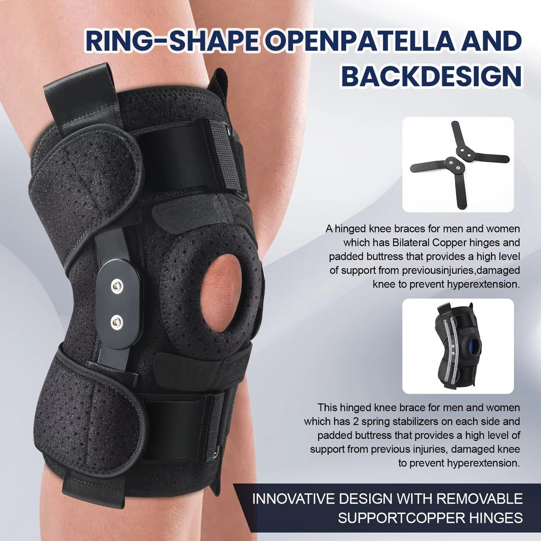 Hinged Knee Brace with Side Stabilizers and Patella Gel Pads for Pain Relief Image 3