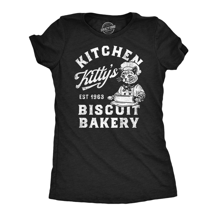 Womens Funny T Shirts Kitchen Kittys Biscuit Bakery Sarcastic Kitten Graphic Tee For Ladies Image 1