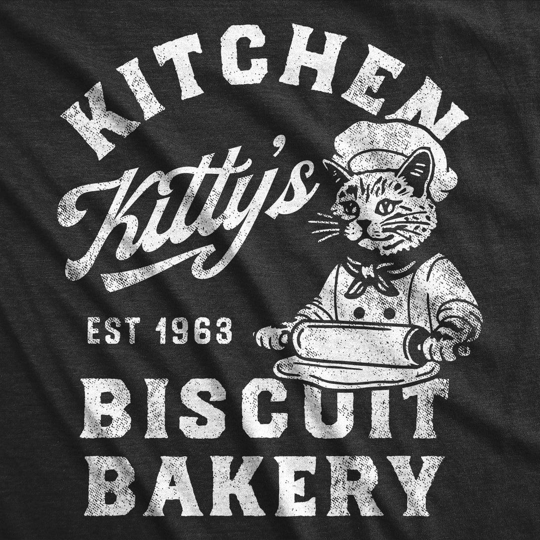 Womens Funny T Shirts Kitchen Kittys Biscuit Bakery Sarcastic Kitten Graphic Tee For Ladies Image 2