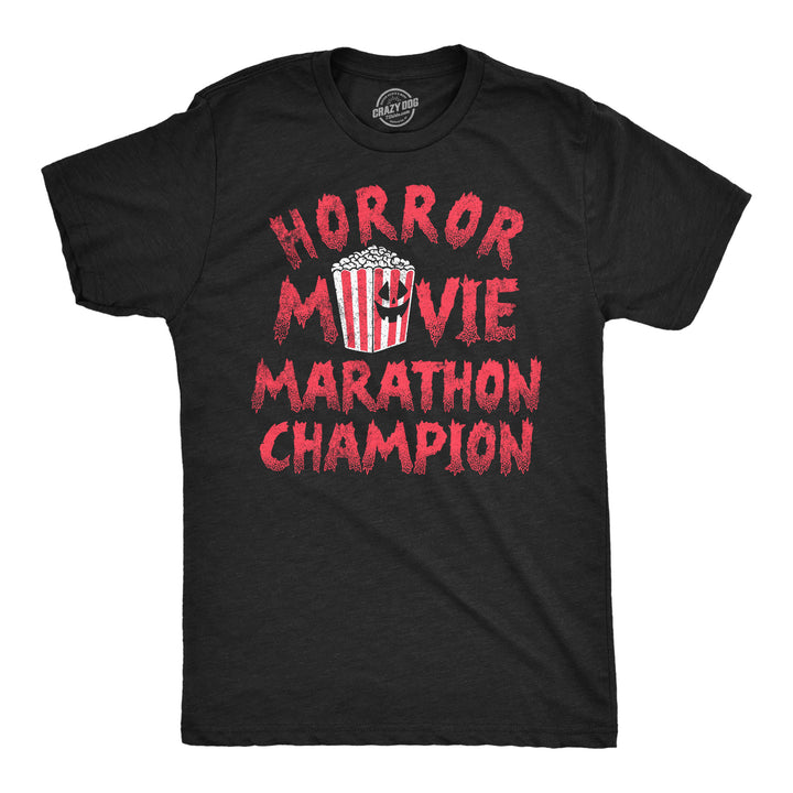 Mens Funny T Shirts Horror Movie Marathon Champion Sarcastic Halloween Tee For Men Image 1