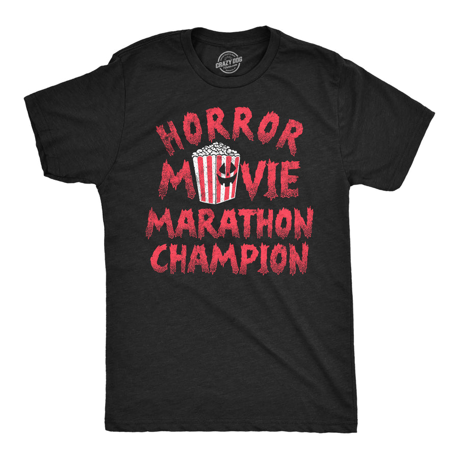 Mens Funny T Shirts Horror Movie Marathon Champion Sarcastic Halloween Tee For Men Image 1