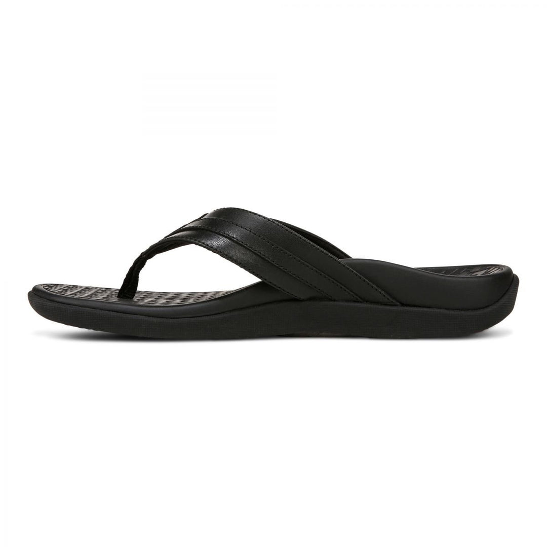 Vionic Mens Tide II Toe Post Sandal Black Leather - I9342L2001 BLACK SM LEATHER Image 2