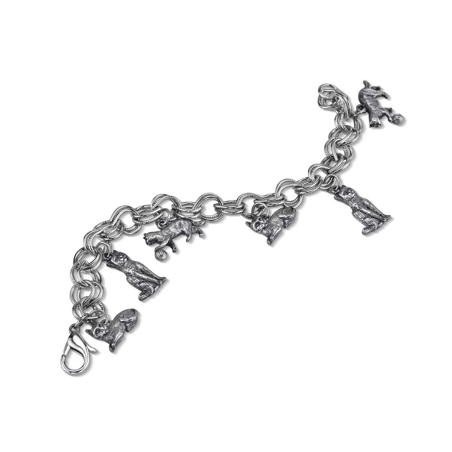 Womens Bracelet Fashion Jewelry Pewter 6 Cat Charm Bracelet Image 2