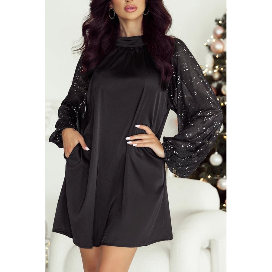 Esther Glittering Mesh Sleeve Dress Image 1