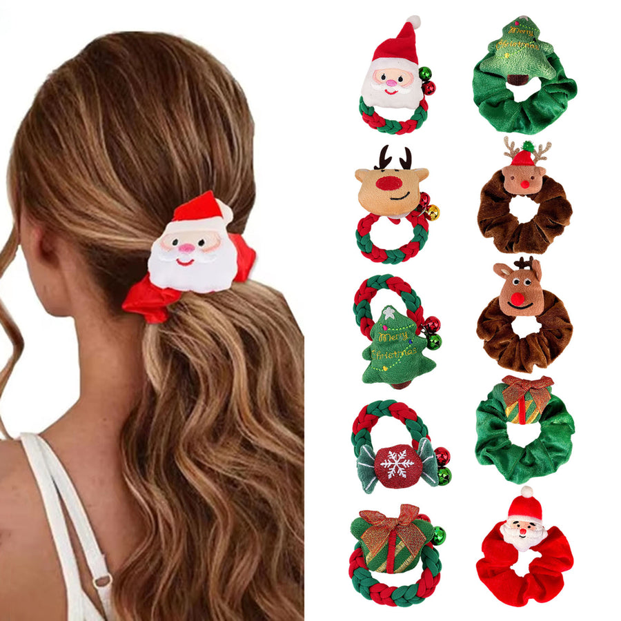 Christmas Plush Doll Hair Rope Elk Santa Claus Elastic Headband Xmas Hair Scrunchies Velvet Holiday Accessories Image 1