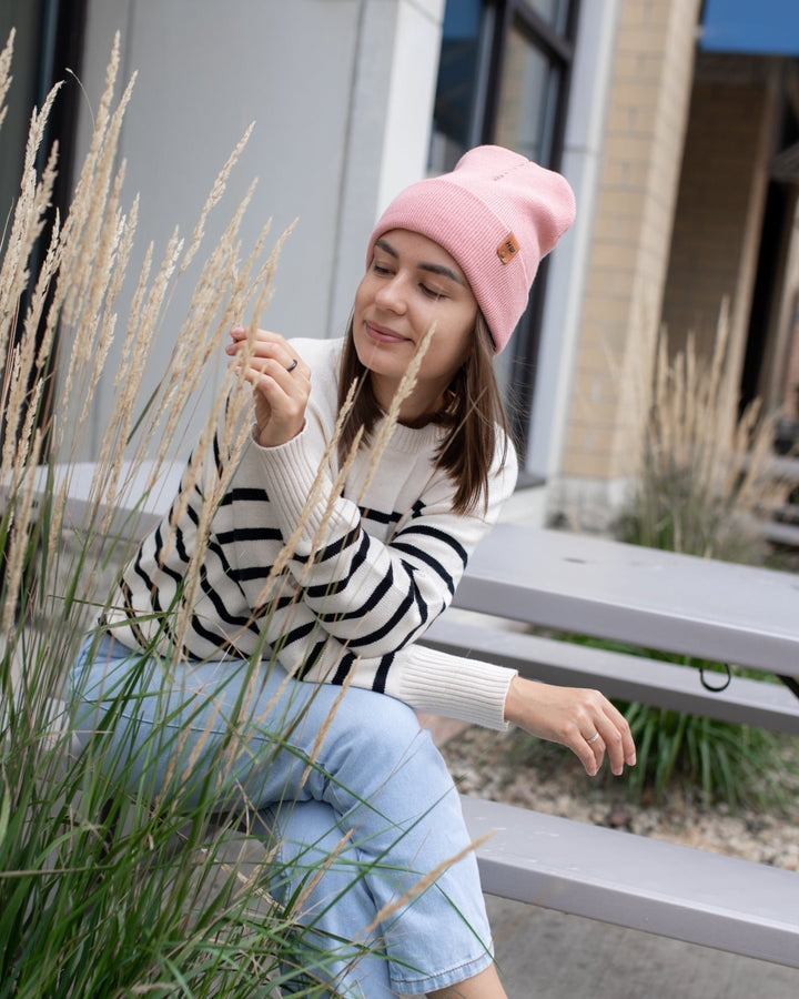 Knit Cuffed Beanie - Pearl Pink Image 3