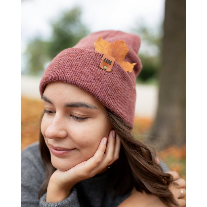 Knit Cuffed Beanie - Rusty Burgundy Image 1