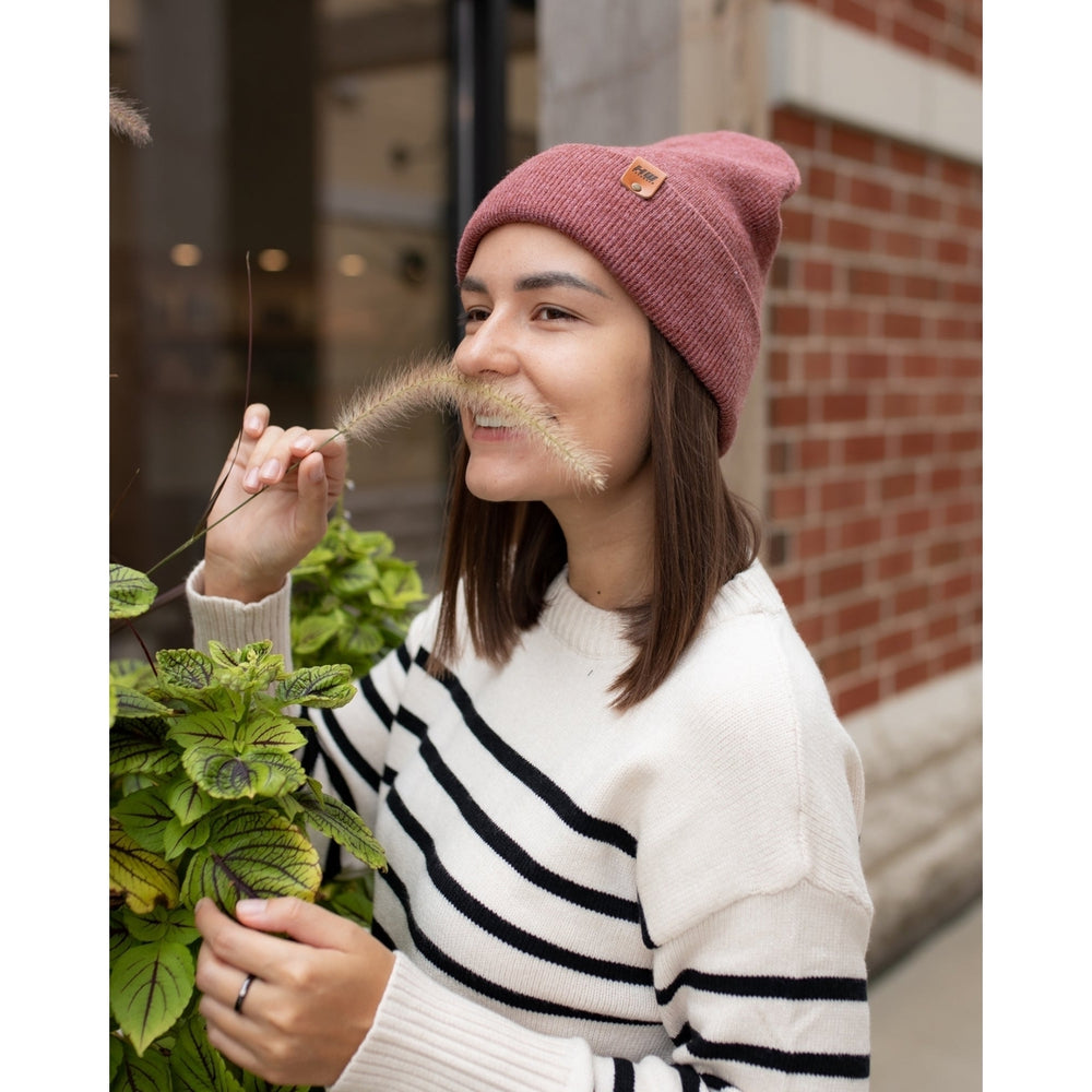 Knit Cuffed Beanie - Rusty Burgundy Image 2