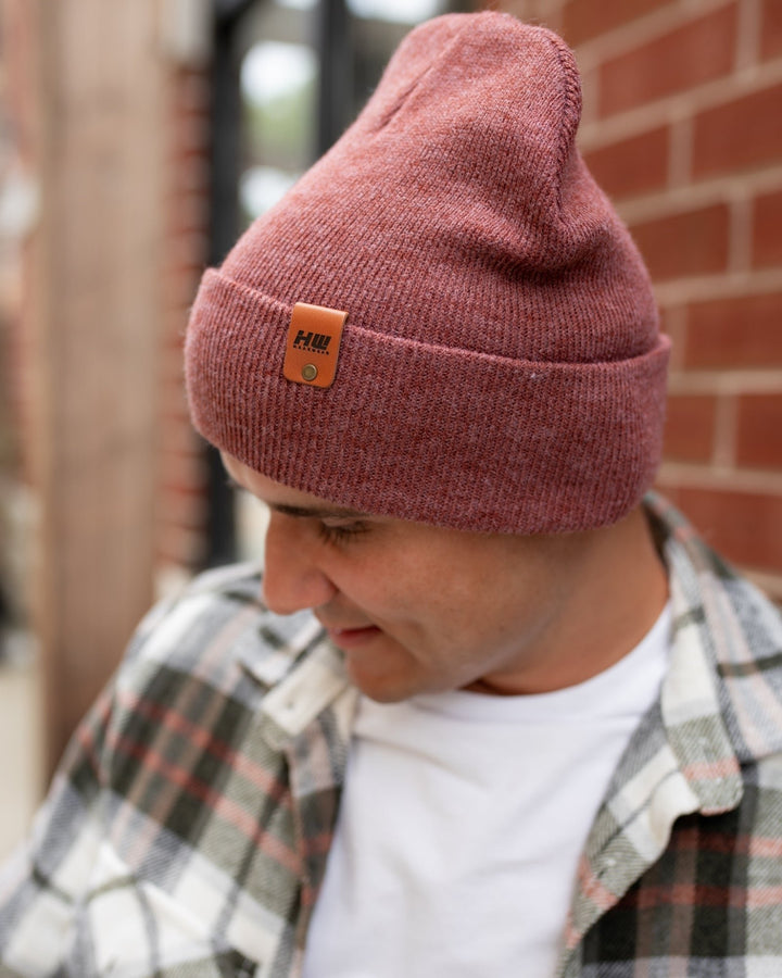 Knit Cuffed Beanie - Rusty Burgundy Image 3