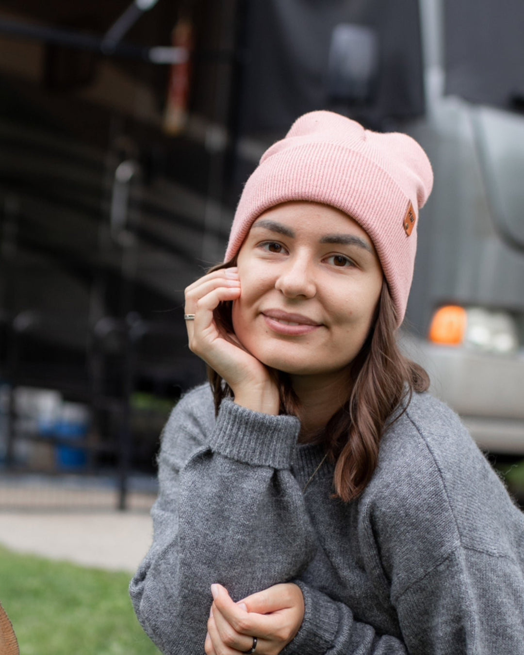 Knit Cuffed Beanie - Pearl Pink Image 6