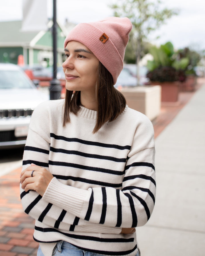 Knit Cuffed Beanie - Pearl Pink Image 9