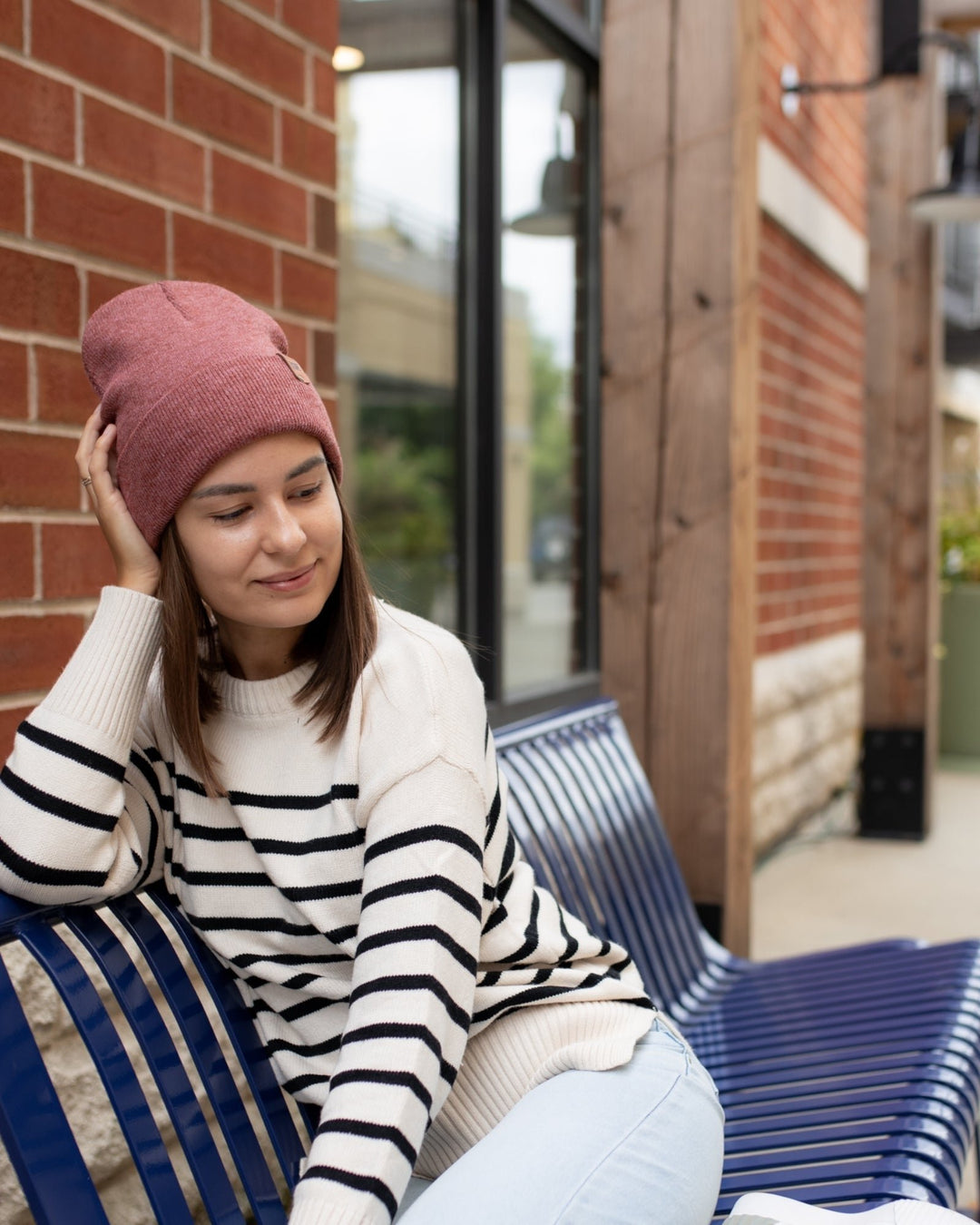 Knit Cuffed Beanie - Rusty Burgundy Image 6