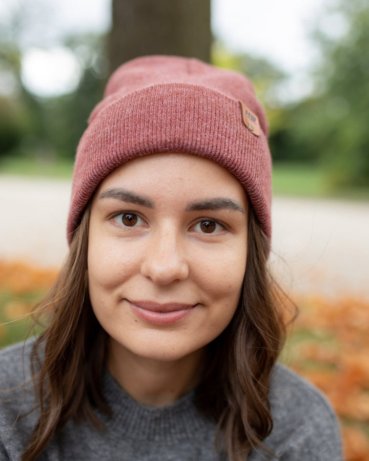 Knit Cuffed Beanie - Rusty Burgundy Image 9