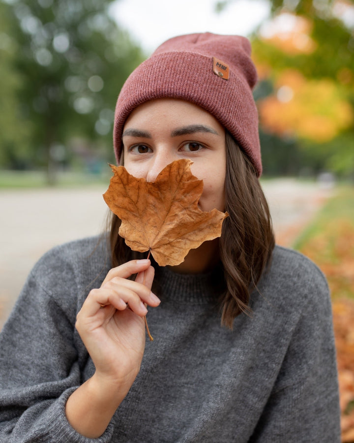 Knit Cuffed Beanie - Rusty Burgundy Image 10