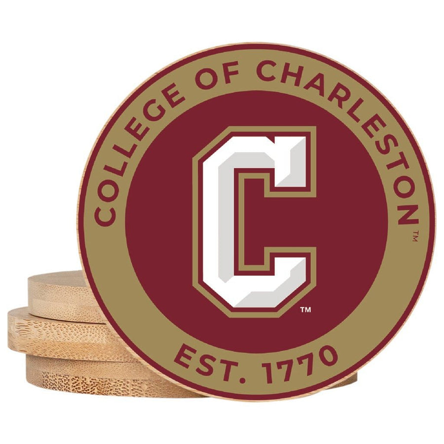 College of Charleston Coaster Wooden 3.5 x 3.5-Inch 4 Pack Officially Licensed Collegiate Product Image 1